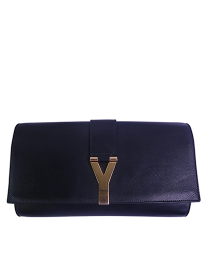 Classic Y Linge Clutch, &pound;300, Handbags, Black, Front view